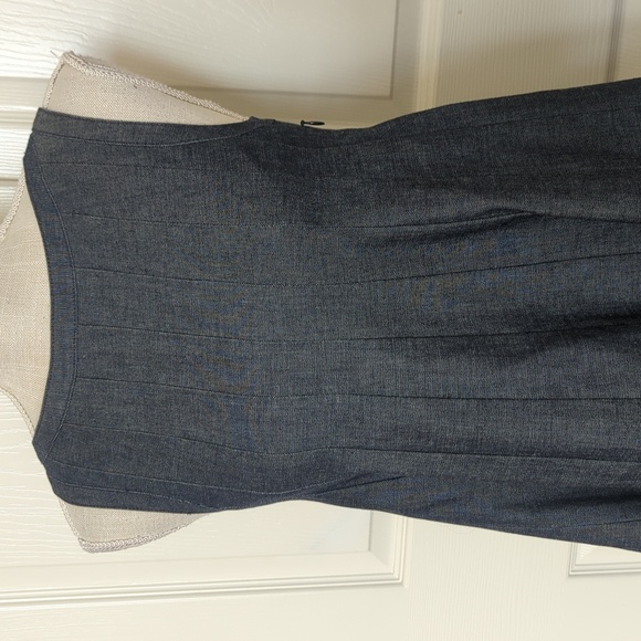 Theory Denim Darted Pleated Sleeveless Dress - Picture 2 of 8